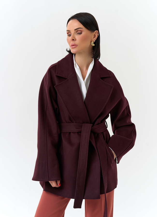 Женское укороченное пальто с английским воротником модель № 32640 универмаг малина