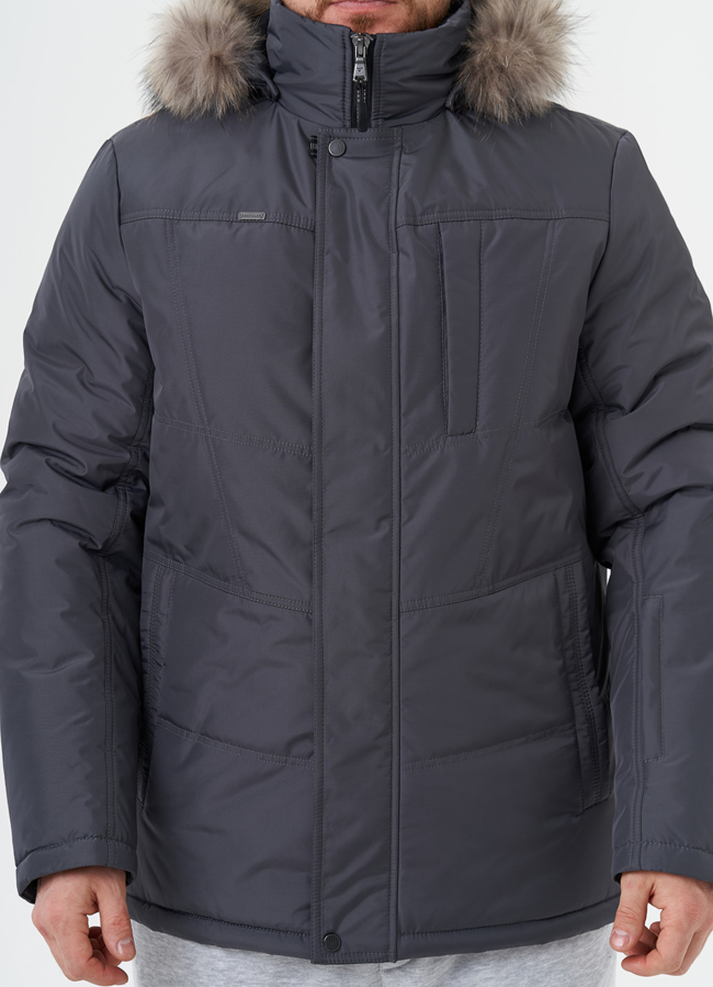 Мужская куртка с капюшоном из меха енота модель № 28276 универмаг малина