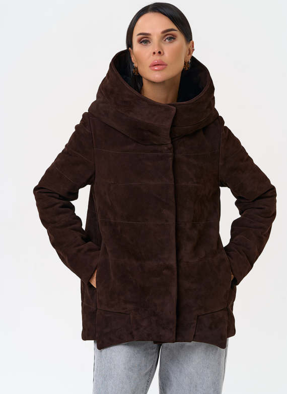 Куртка с капюшоном из натуральной замши