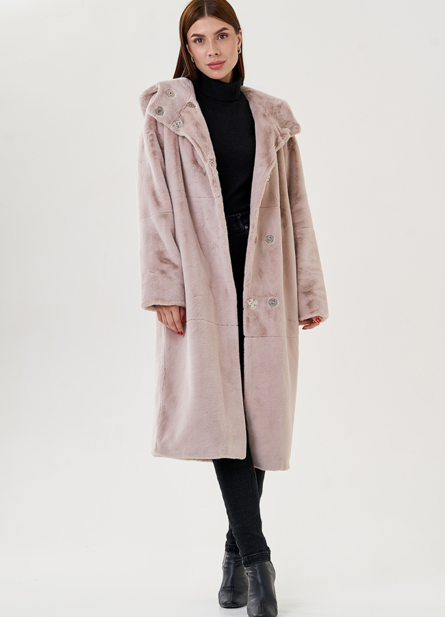 Длинное пальто из искусственного меха модель № 23527 универмаг малина