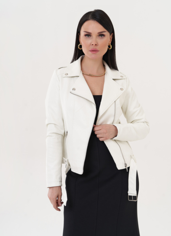 Куртка из эко кожи белого цвета