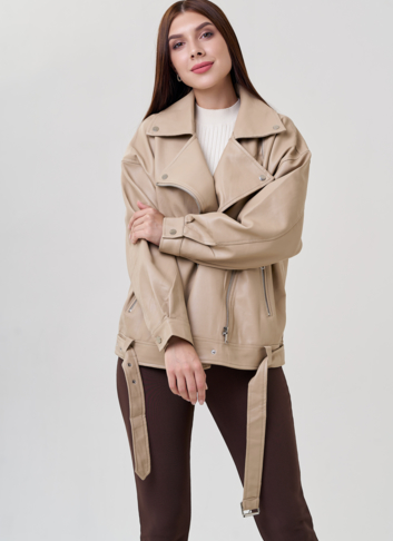 Женская куртка оверсайз из эко кожи