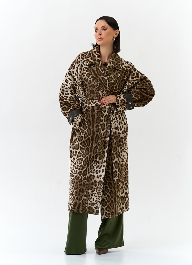 Женское пальто с анималистическим принтом модель № 32555 в кредит