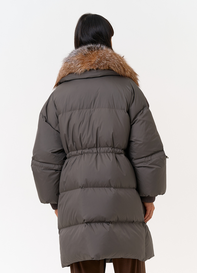 Женский пуховик с отделкой из меха лисы модель №  31537 в рассрочку