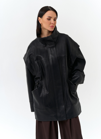 Женская куртка из натуральной кожи со съемными рукавами