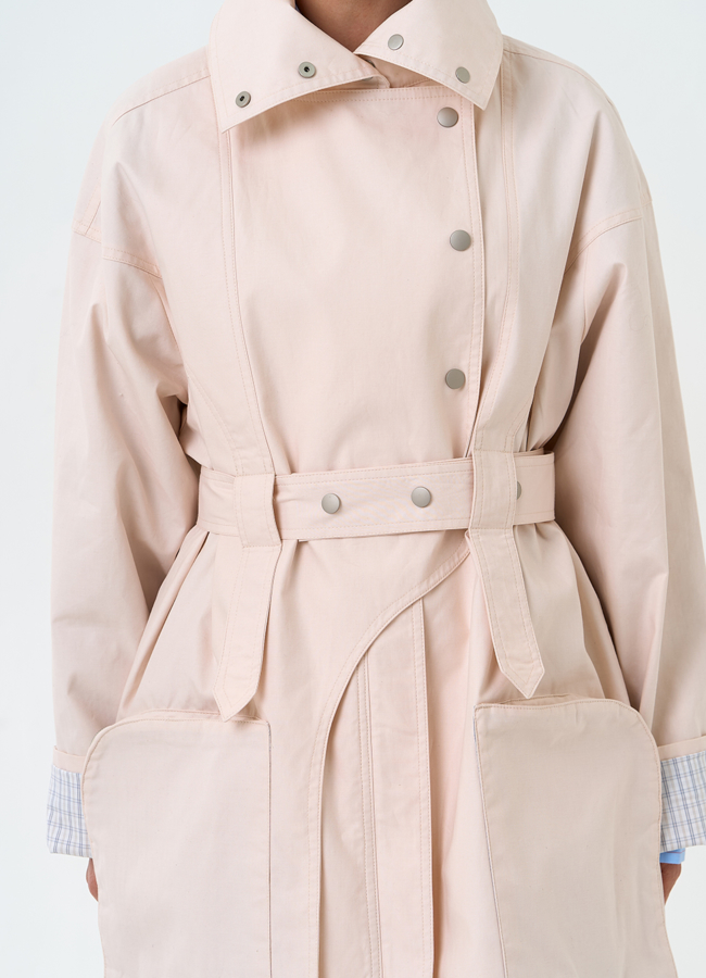 Женский светлый плащ с поясом модель № 33193 универмаг малина