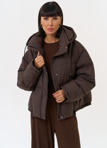 Женский короткий пуховик с капюшоном