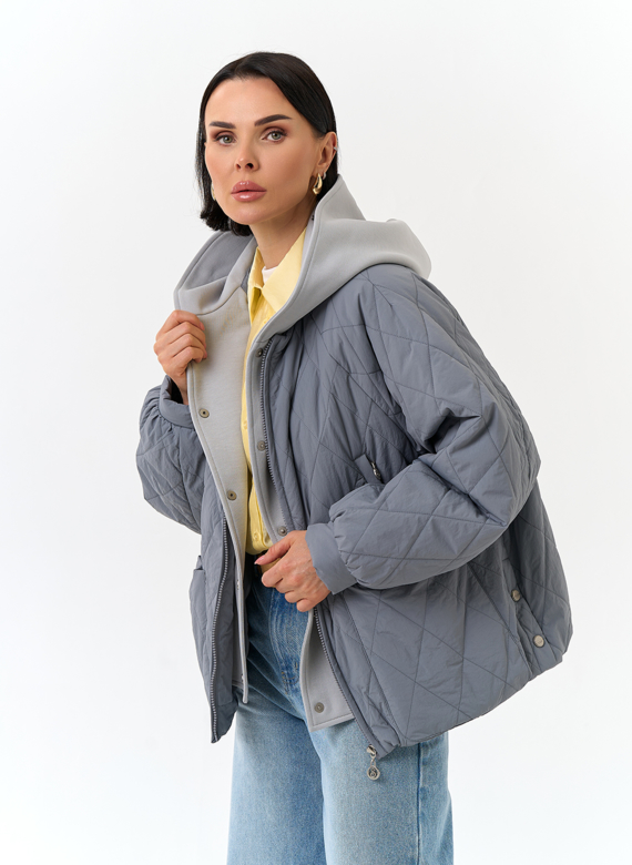 Женская куртка с трикотажным капюшоном