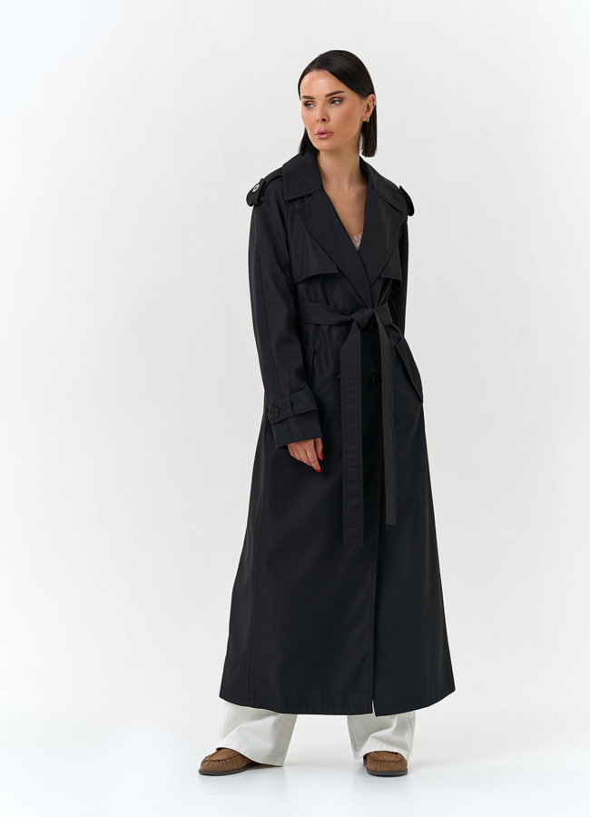 Женский длинный плащ с поясом модель № 33112 универмаг малина