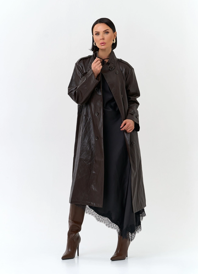 Женский плащ из эко кожи модель № 32849 универмаг малина