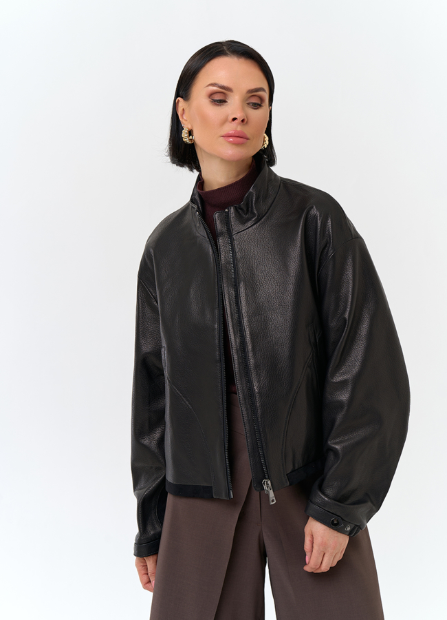 Женская короткая куртка из натуральной кожи модель № 32748 универмаг малина