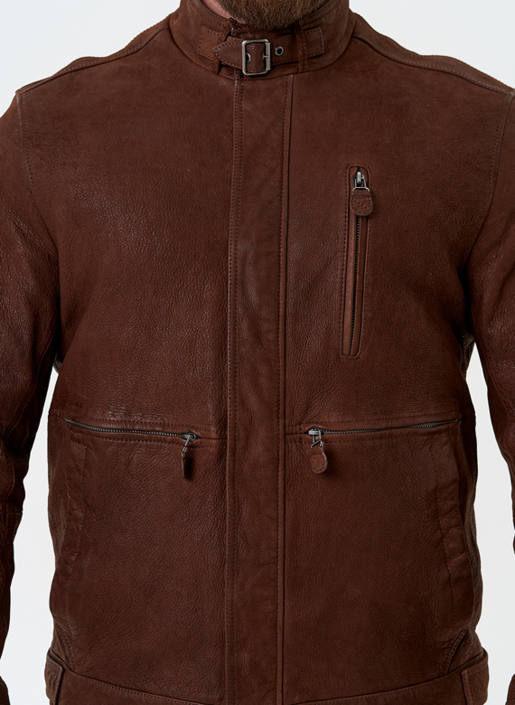 Мужская куртка из натуральной кожи коричневого цвета