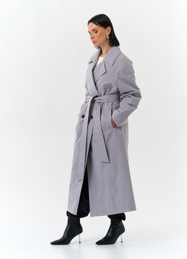 Женский утепленный плащ с английским воротником модель № 32576 универмаг малина