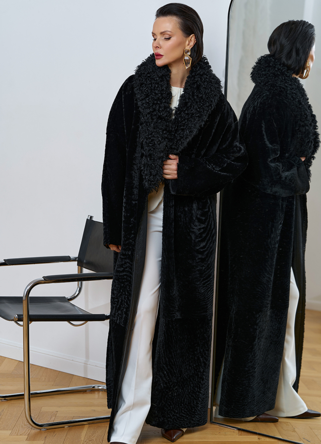 Женская натуральная дубленка с воротником шаль модель № 31852 в кредит