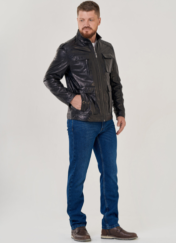 Кожаная куртка с накладными карманами