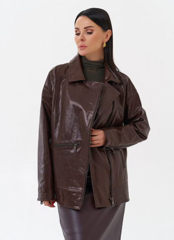 Куртка кожаная женская коричневая