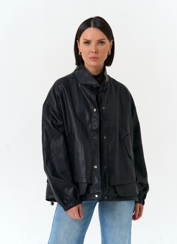 Женская объемная куртка из эко кожи