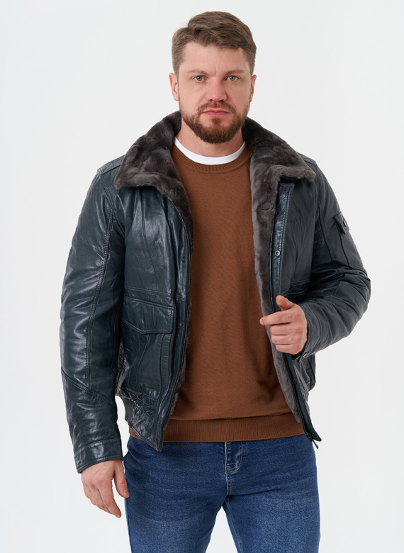 Утепленная куртка из натуральной кожи