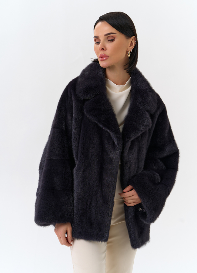 Шуба из меха норки с английским воротником модель № 31874 универмаг малина