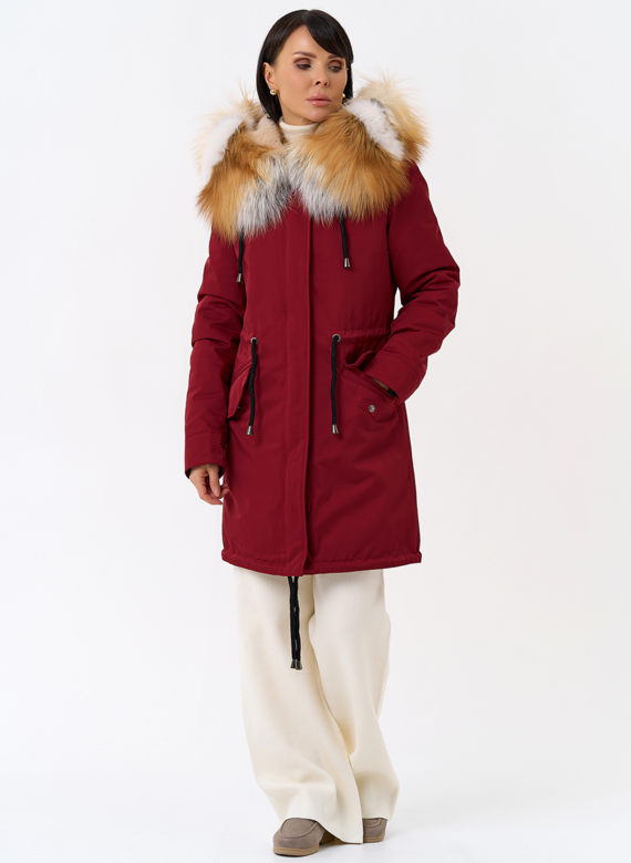 Женская парка с капюшоном из меха рыжей лисы