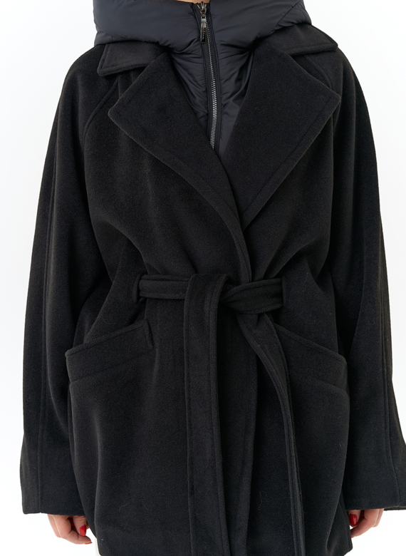 Женское пальто со съемный капюшоном