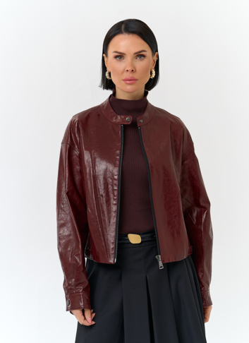 Куртка из натуральной кожи бордового цвета Куртка из натуральной кожи бордового цвета