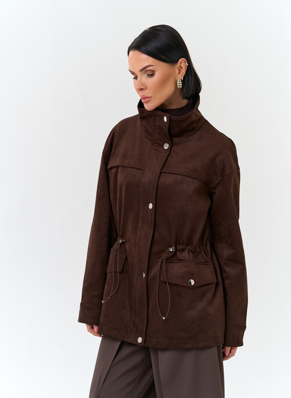 Женская куртка парка из эко замши 