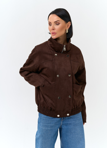 Женская утепленная куртка бомбер из эко замши Женская утепленная куртка бомбер из эко замши