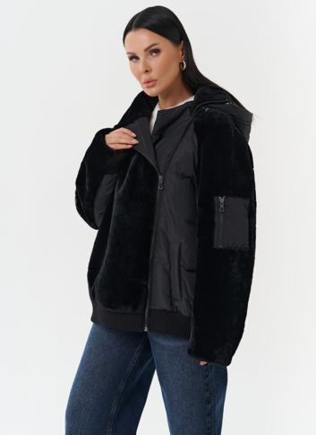 Комбинированная куртка с капюшоном