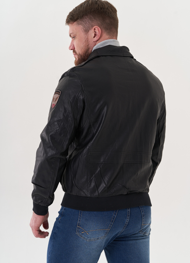 Мужская куртка из эко кожи черного цвета модель № 26787 универмаг малина