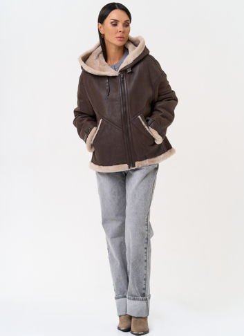 Натуральная дубленка с капюшоном