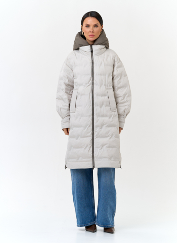 Женское утепленное пальто с капюшоном