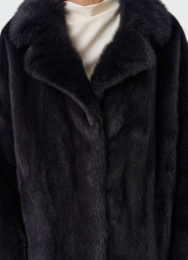 Шуба из меха норки с английским воротником модель № 31874 универмаг малина