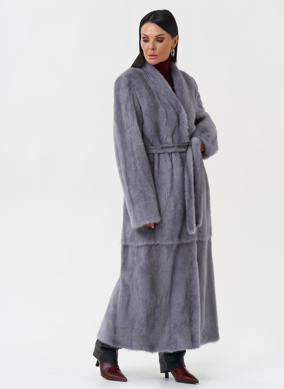 Длинная шуба из меха норки