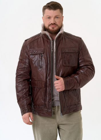 Куртка из натуральной кожи коричневого цвета