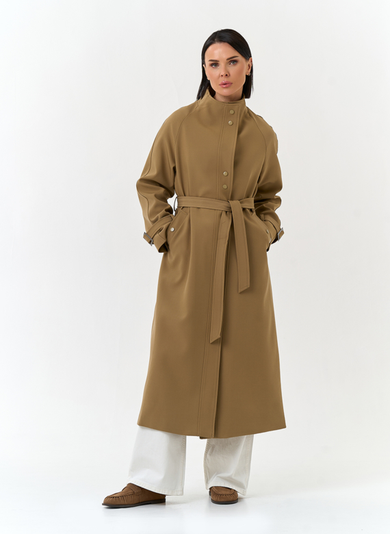 Женский плащ с воротником стойкой
