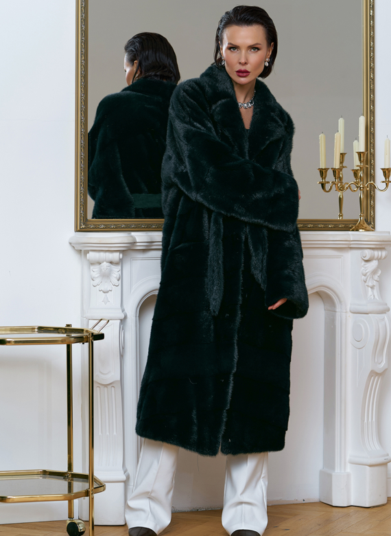 Зеленая шуба из норки