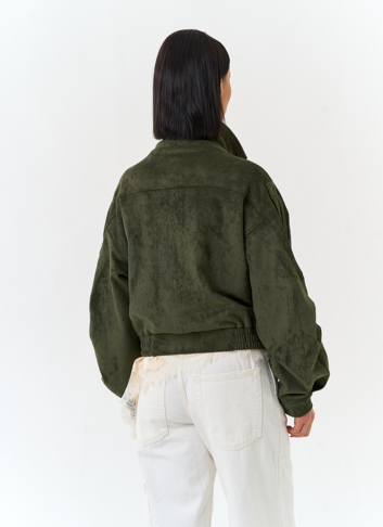 Женская куртка бомбер из эко замши 