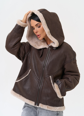 Натуральная дубленка с капюшоном