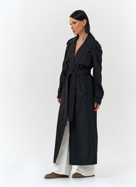 Женский длинный плащ с поясом