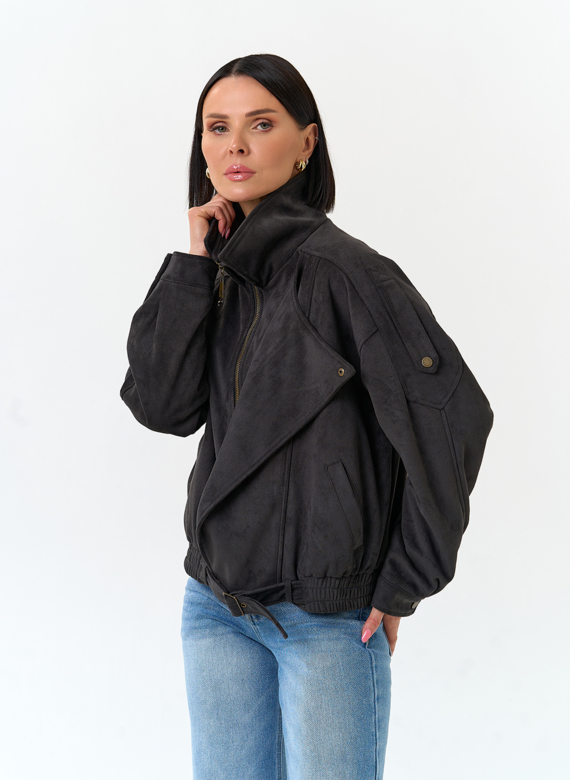 Женская куртка бомбер из эко замши