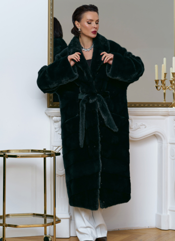 Зеленая шуба из норки