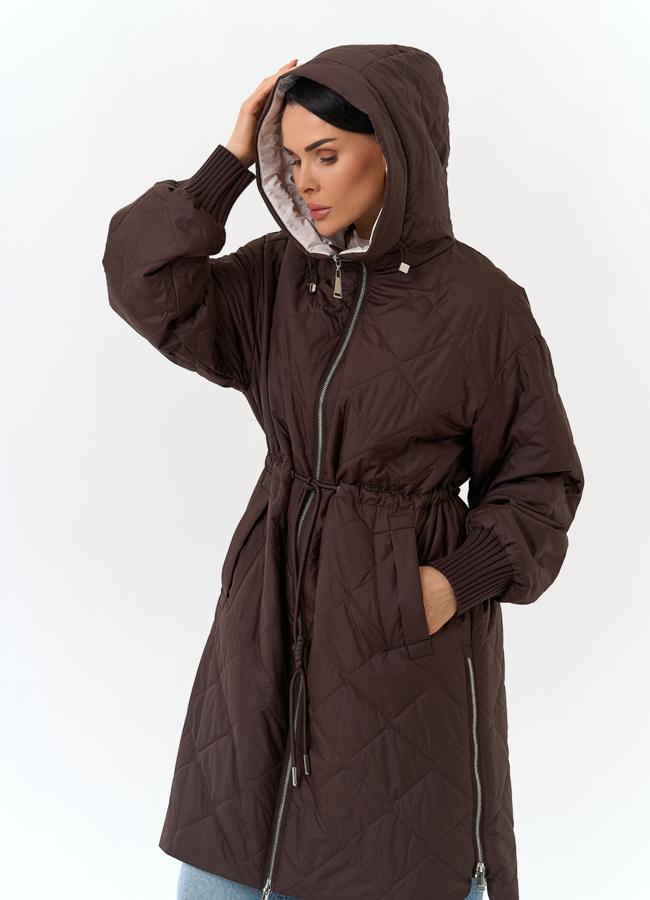 Женское утепленное пальто с капюшоном модель № 32848 универмаг малина