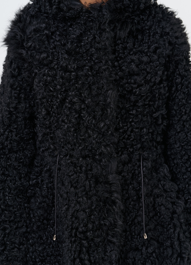 Женская двухсторонняя дубленка с капюшоном модель № 31481 универмаг малина