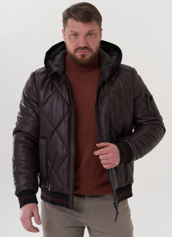 Куртка из натуральной кожи с капюшоном