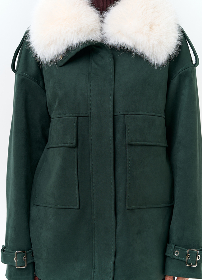 Женская куртка из эко замши с отделкой из эко меха модель № 32795 универмаг малина