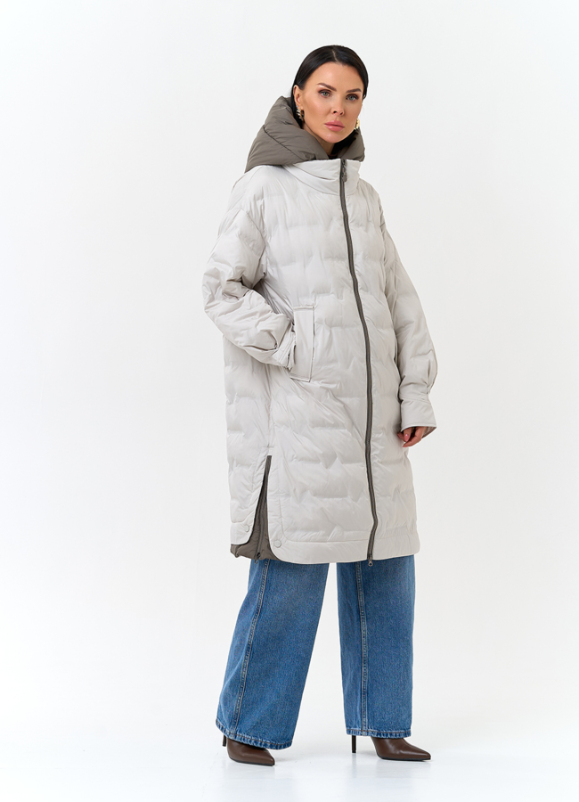 Женское утепленное пальто с капюшоном модель № 32797 в кредит