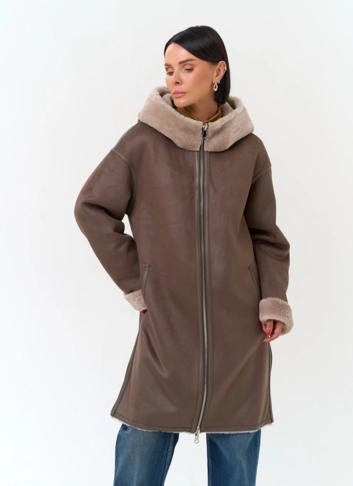 Женская дубленка из эко замши
