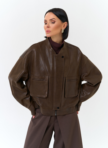 Женская куртка бомбер из натуральной кожи