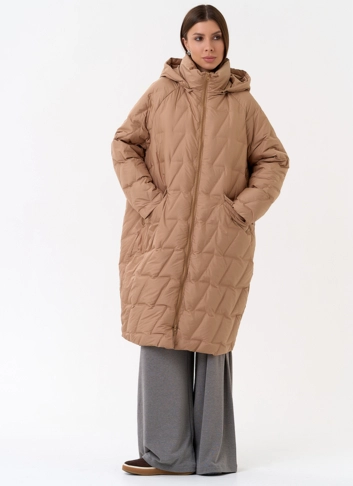 Женское свободное пальто с капюшоном фото